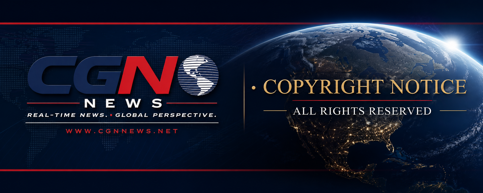 CGN News Copyright Notice banner with global Earth background